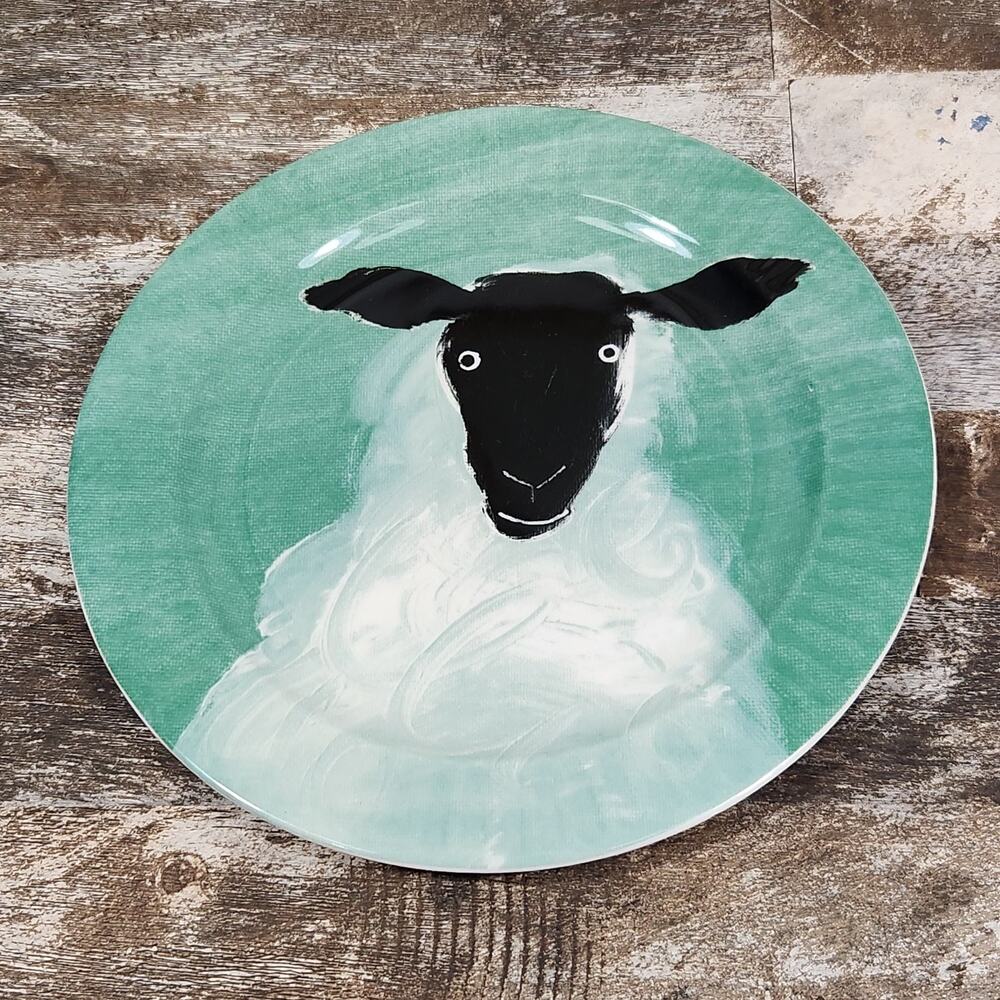 Anthropologie Sheep Plate Holly Frean The Farm #2 Cottage Decor Artsy Whimsical